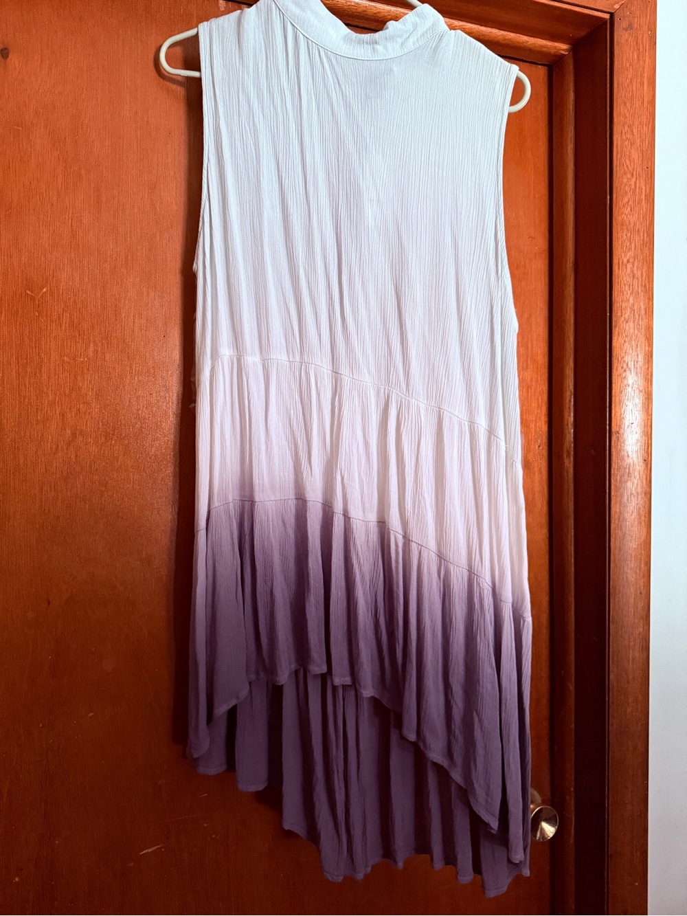 Sleeveless Ombre High-Low Tunic Top - White to Lavender